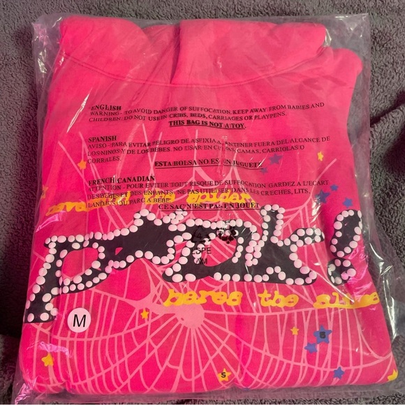 Pink Sp5der hoodie size Medium